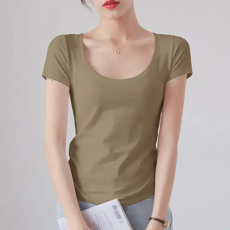 Women Red Crewneck T-Shirt Short Sleeve Summer 2025 - Image 20