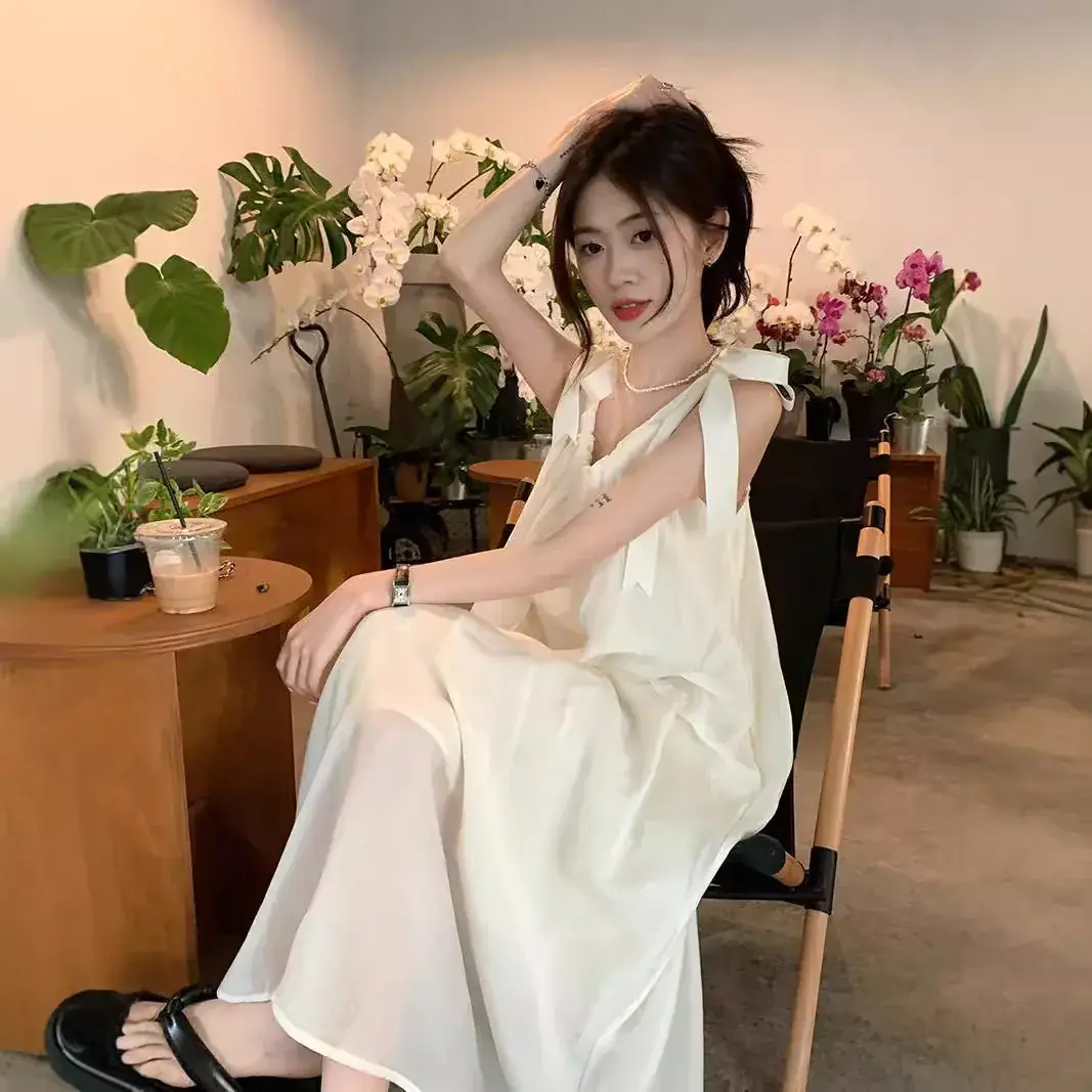White Sling French Dress Sanya Travel Wear 2025 - Image 3