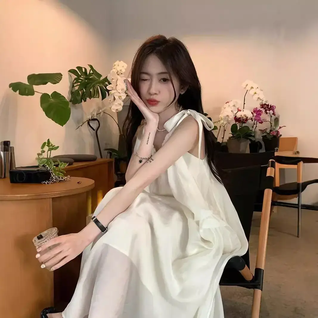 White Sling French Dress Sanya Travel Wear 2025 - Image 5