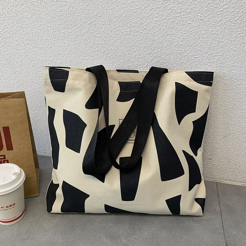 Women Canvas Checkered Shoulder Bag Black White — feature 20