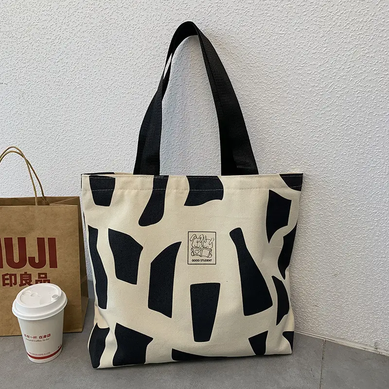 Women Canvas Checkered Shoulder Bag Black White — feature 21