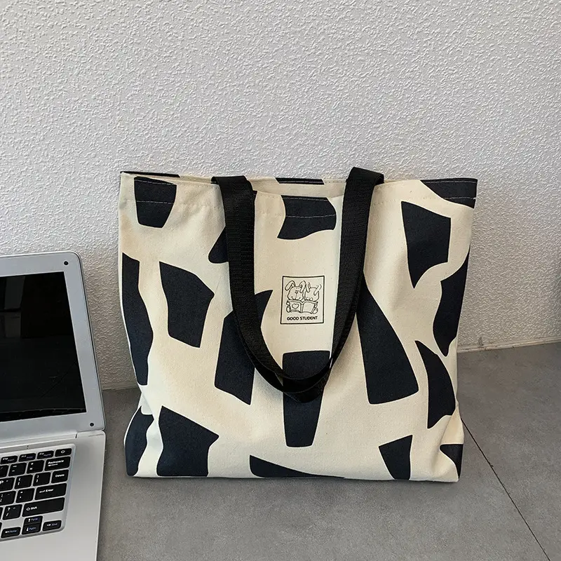 Women Canvas Checkered Shoulder Bag Black White — feature 22