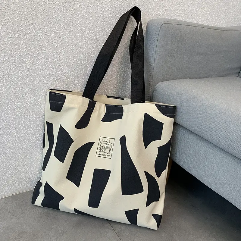 Women Canvas Checkered Shoulder Bag Black White — feature 23