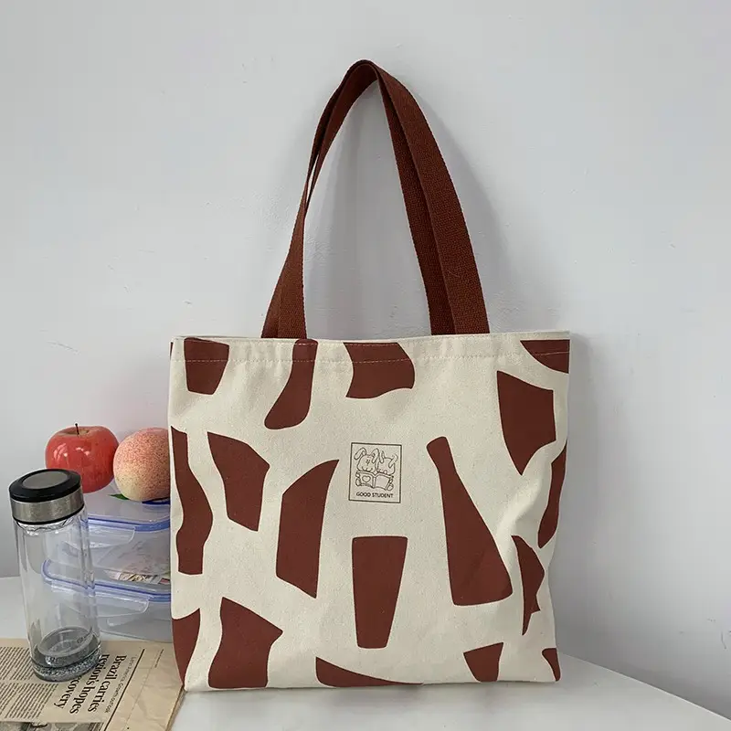 Women Canvas Checkered Shoulder Bag Black White - Image 3