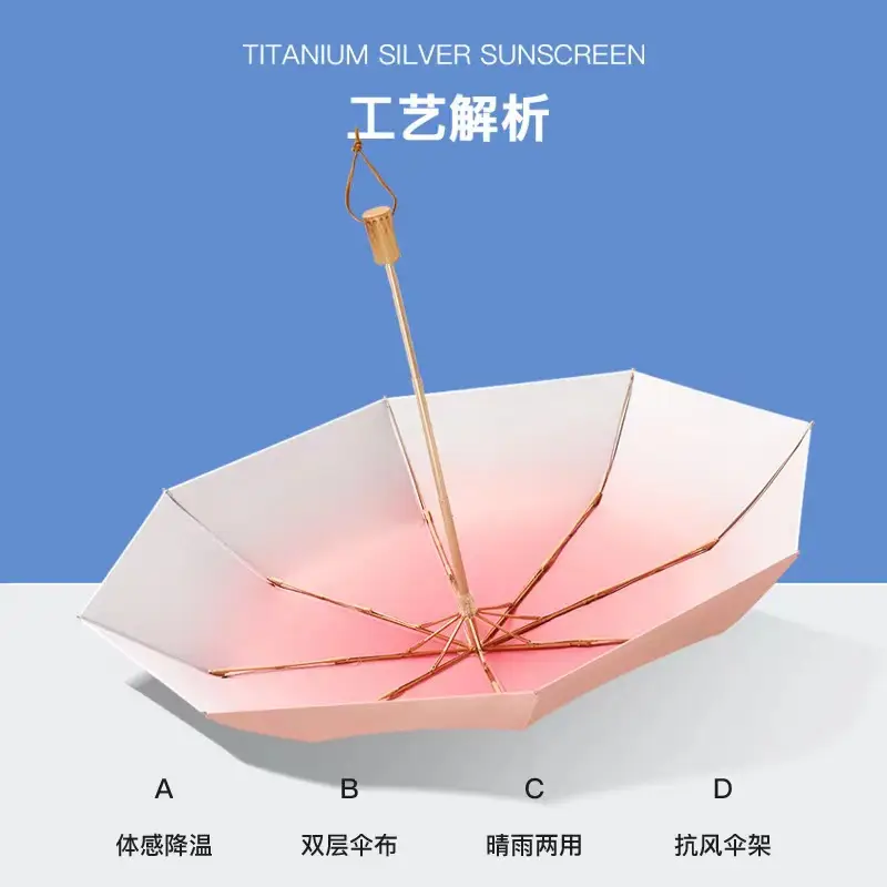 70% Off Gradient Wooden Sun Umbrella with UV Protection - Image 5