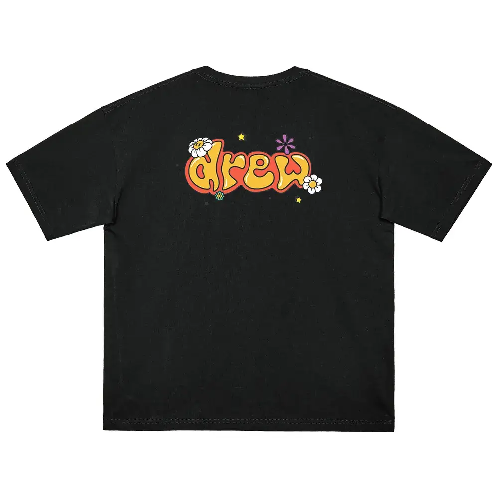 Black Cotton T-Shirt with "No Easy Drew" Graphic - Image 2