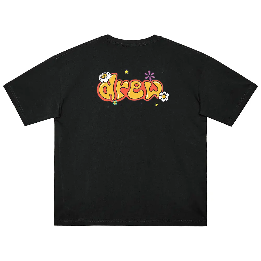 Black Cotton T-Shirt with "No Easy Drew" Graphic — feature 8