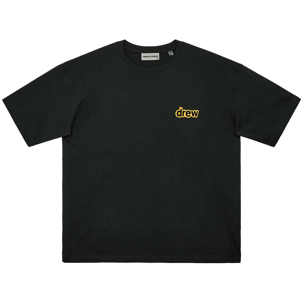 Black Cotton T-Shirt with "No Easy Drew" Graphic — feature 9