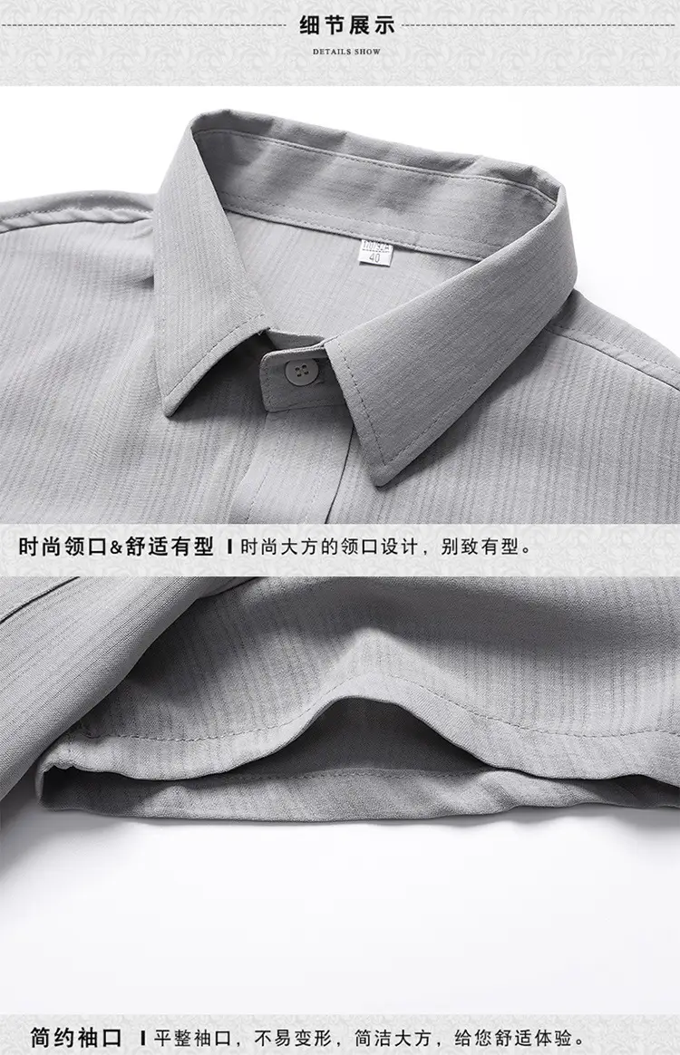 Middle-Aged Elderly Men Shirts Short Sleeve Solid Gray — feature 13