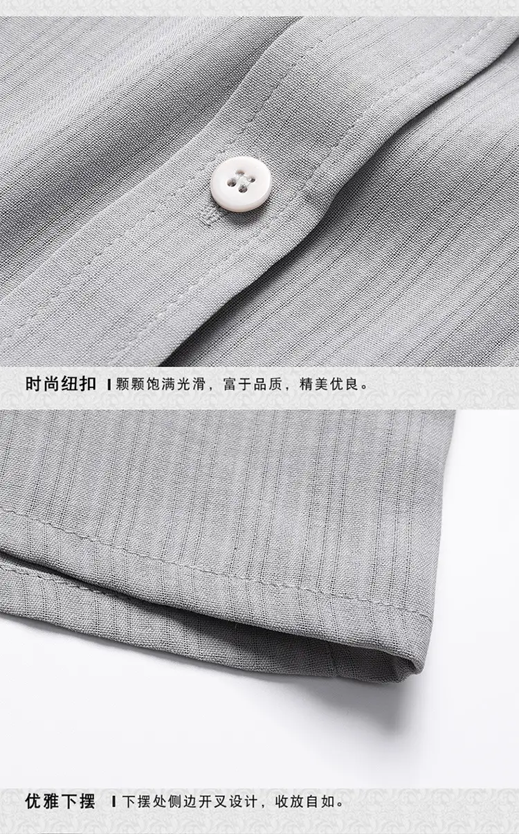 Middle-Aged Elderly Men Shirts Short Sleeve Solid Gray — feature 14