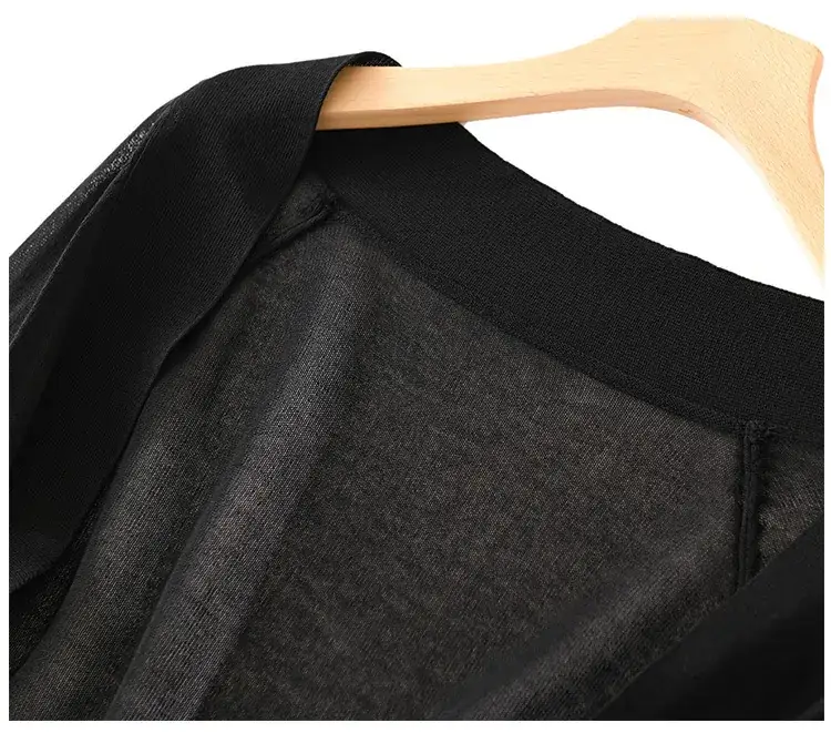 Women's Black Knitted Sunscreen Shawl Outer Long Sleeve Dress — feature 27