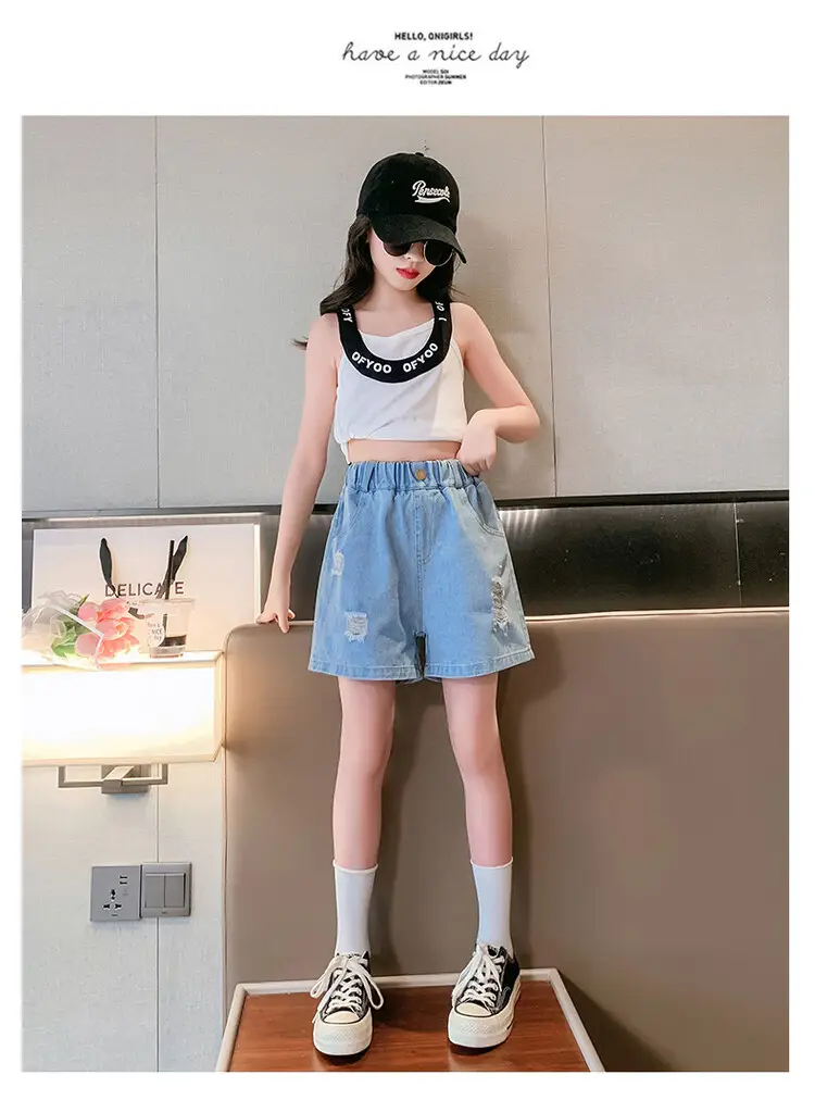 Girls' Ripped Denim Shorts Summer Wear — feature 17