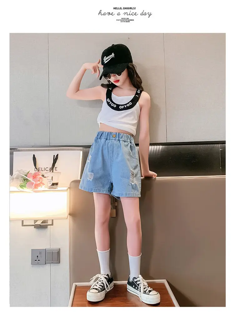 Girls' Ripped Denim Shorts Summer Wear — feature 22
