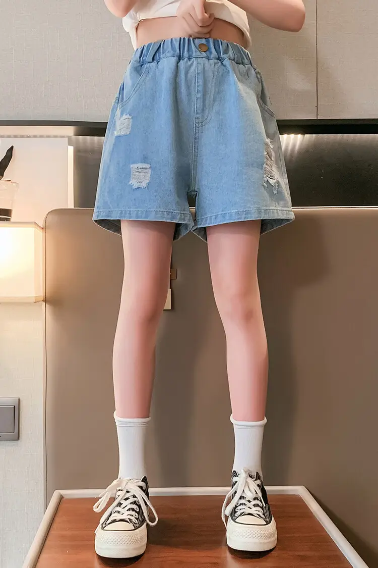 Girls' Ripped Denim Shorts Summer Wear — feature 3