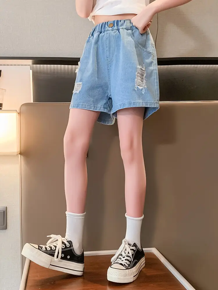 Girls' Ripped Denim Shorts Summer Wear — feature 33