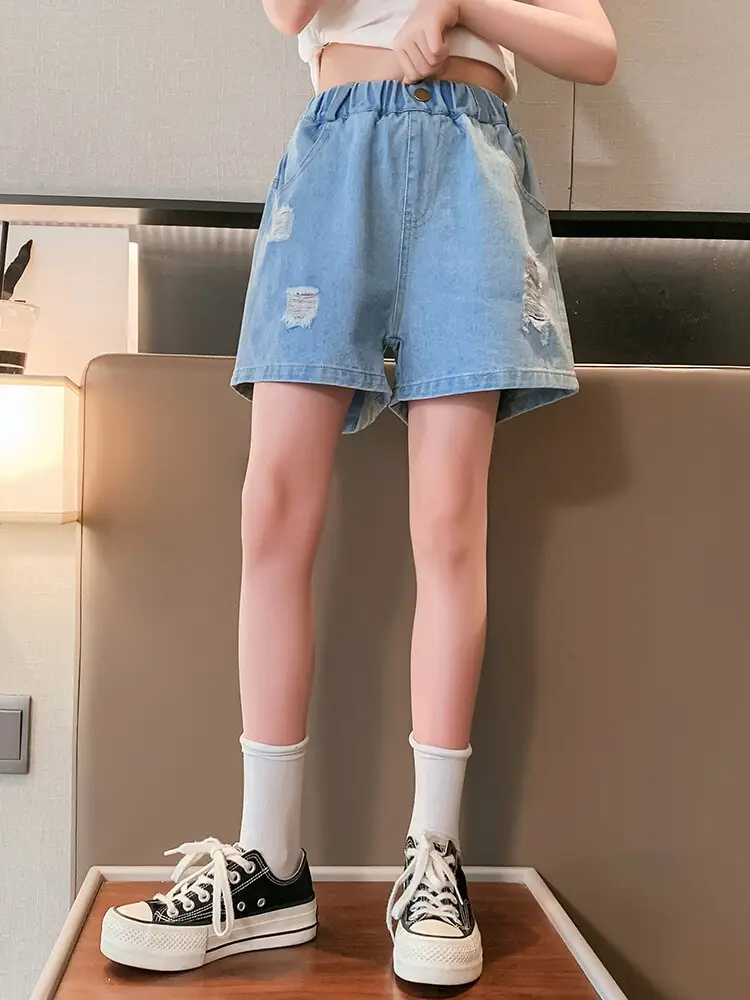Girls' Ripped Denim Shorts Summer Wear — feature 35