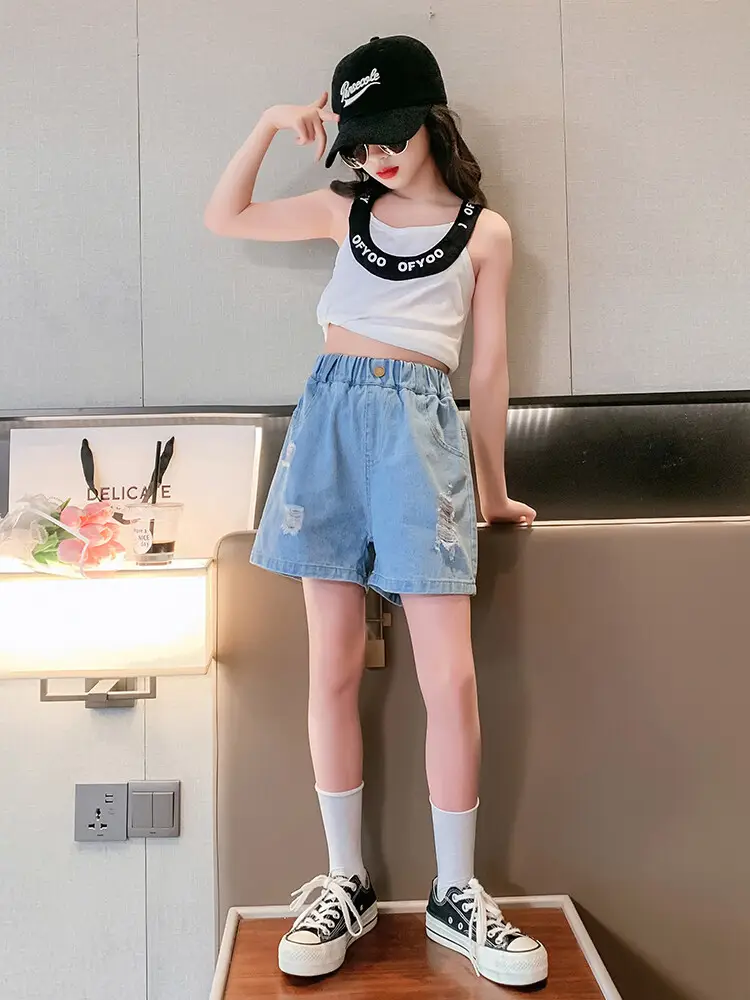 Girls' Ripped Denim Shorts Summer Wear — feature 37