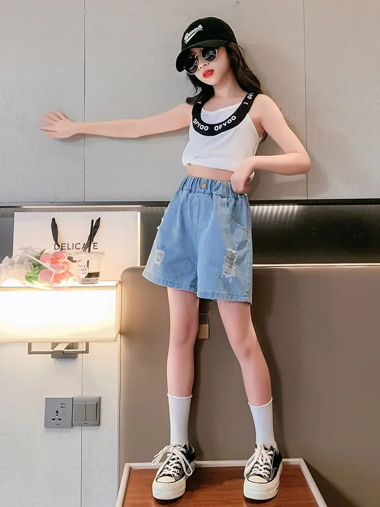 Girls' Ripped Denim Shorts Summer Wear — feature 39