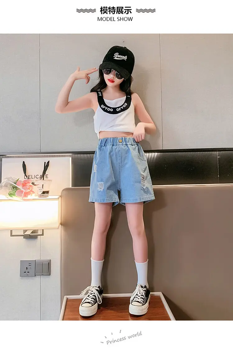 Girls' Ripped Denim Shorts Summer Wear — feature 49