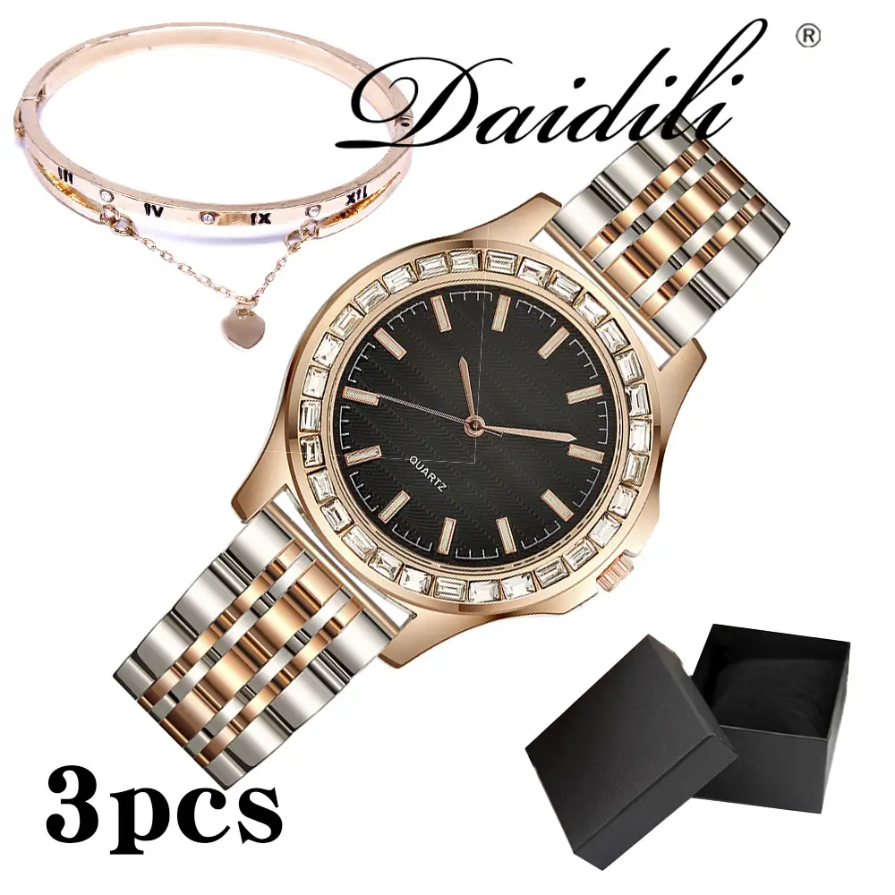 Ladies 3PC Quartz Watch Set with Bracelet & Box - Image 3