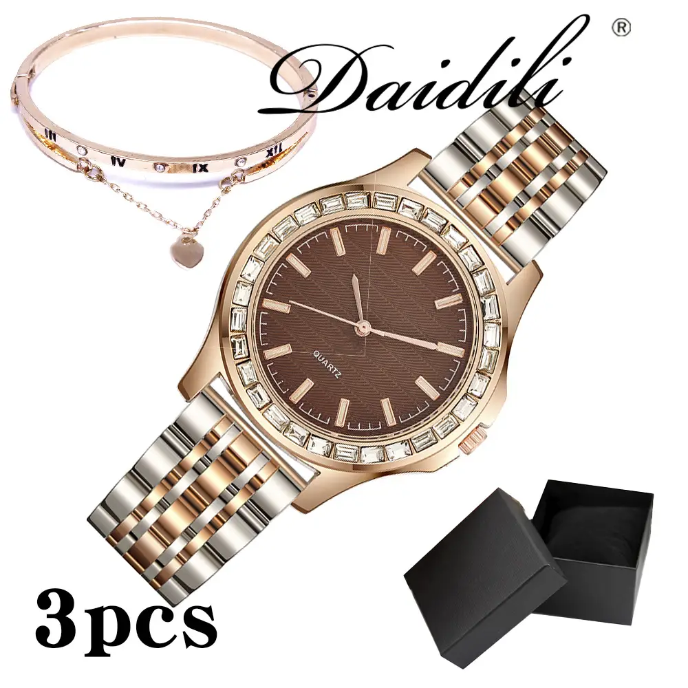 Ladies 3PC Quartz Watch Set with Bracelet & Box - Image 4