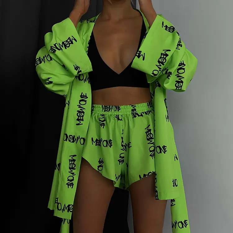 2023 Printed Lace-Up Long Sleeve Pajamas for Women — feature 14
