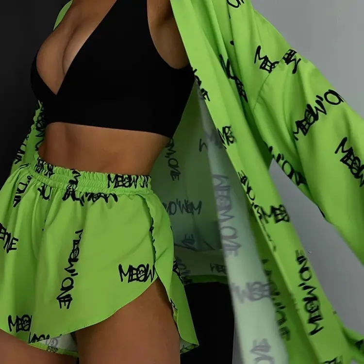 2023 Printed Lace-Up Long Sleeve Pajamas for Women — feature 20