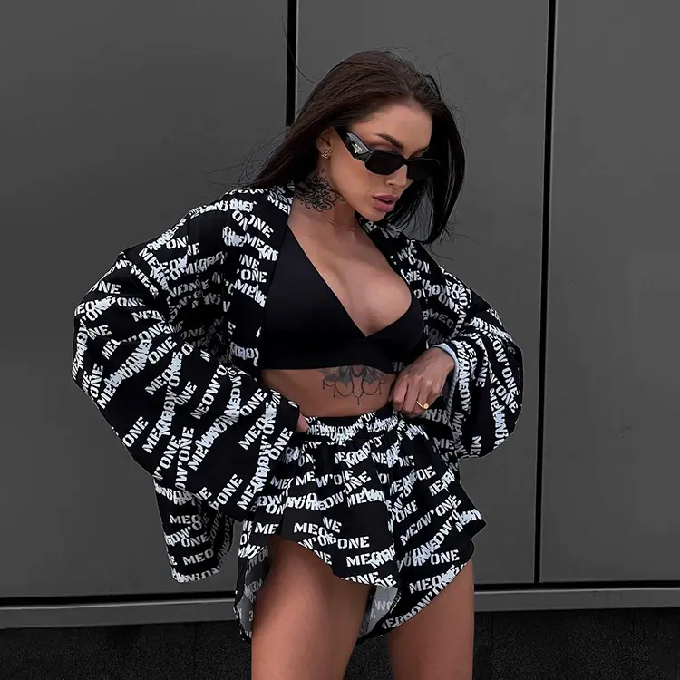 2023 Printed Lace-Up Long Sleeve Pajamas for Women — feature 23