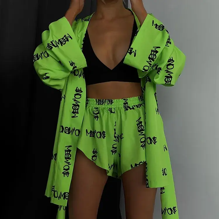 2023 Printed Lace-Up Long Sleeve Pajamas for Women - Image 4