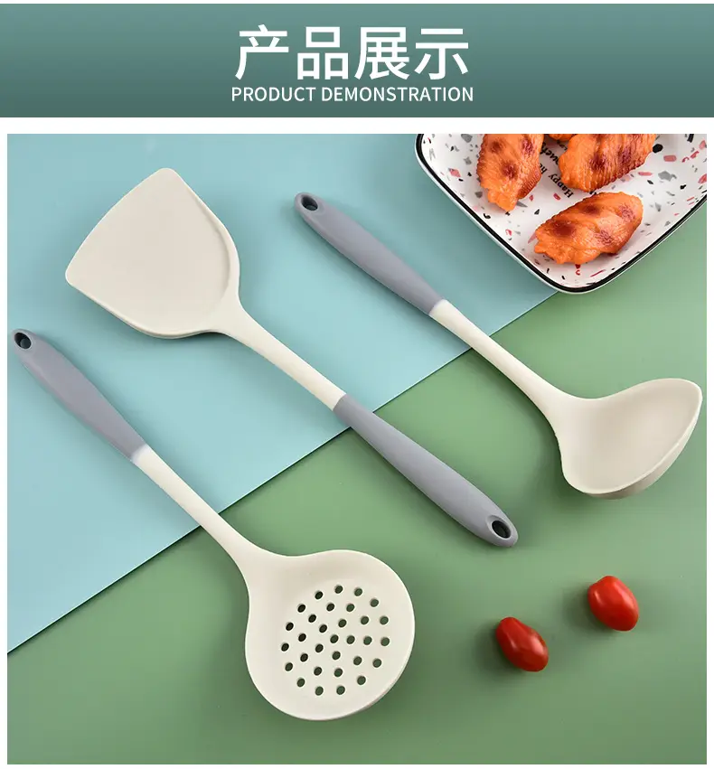 Silicone kitchenware set spatula spoon Colander heat insulation food grade non-stick pan household kitchen supplies tools wholesale — feature 26