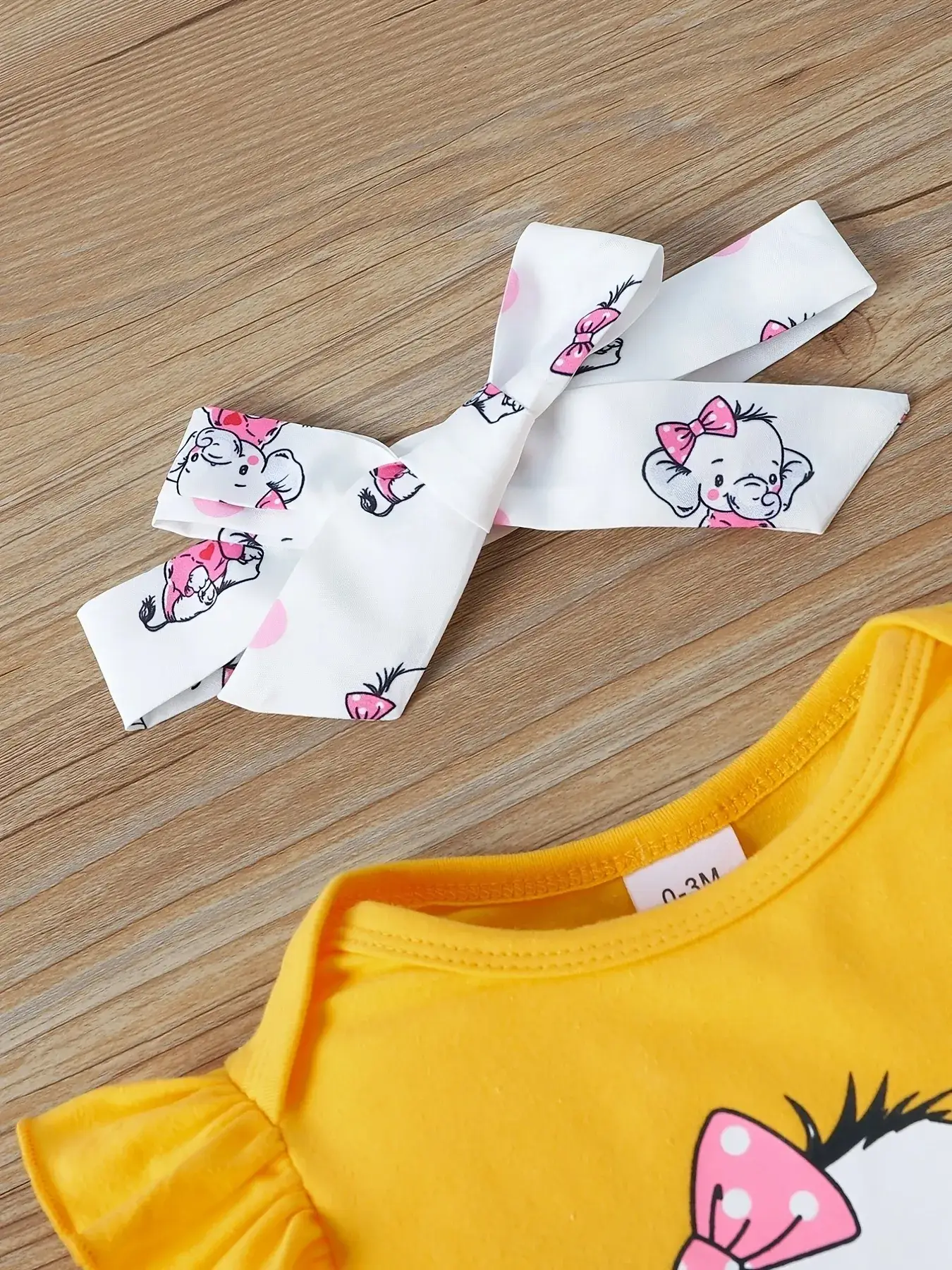 Baby Elephant Print 3-Piece Suit Yellow White - Image 6