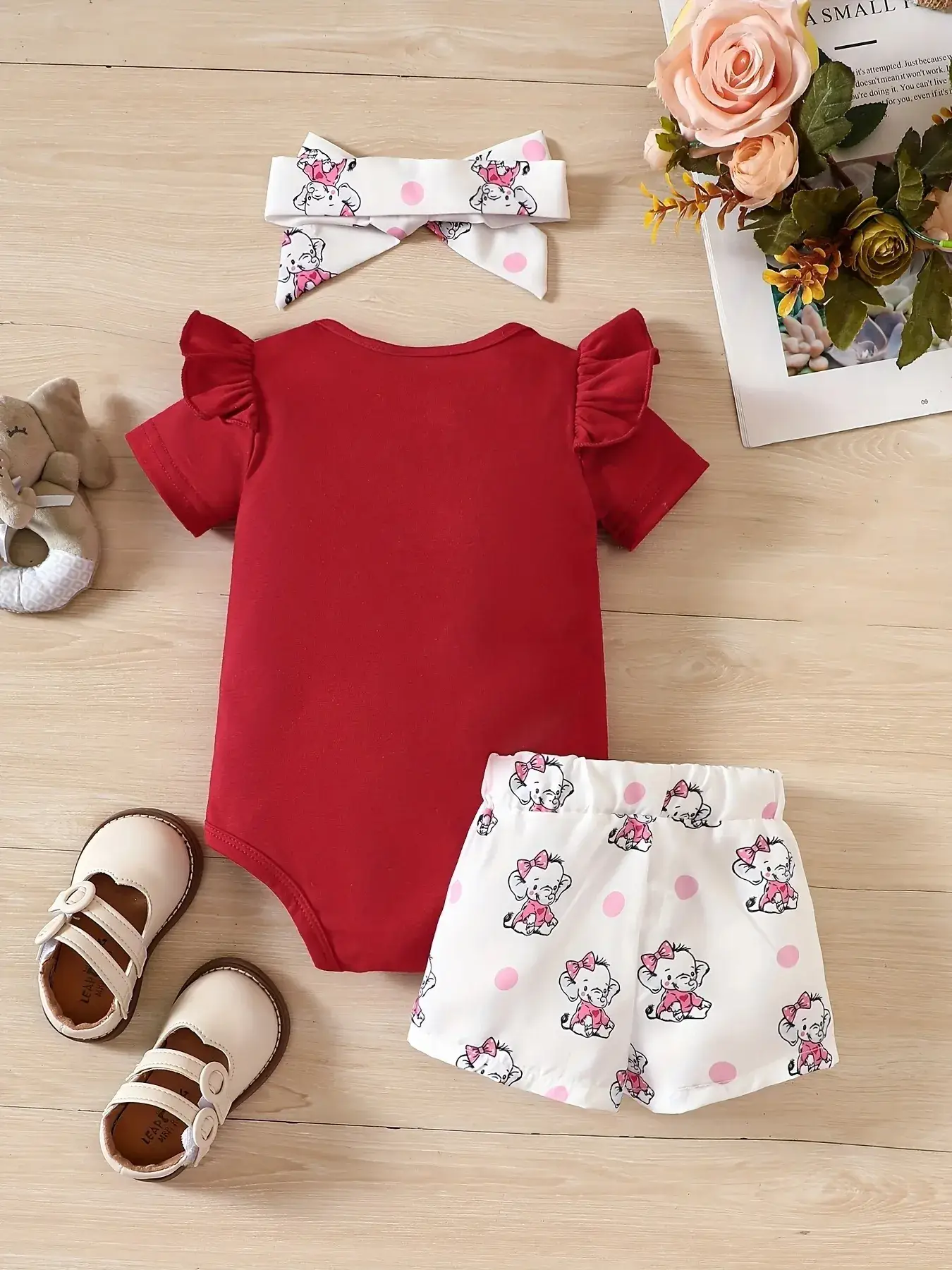 Baby Elephant Print 3-Piece Suit Yellow White — feature 22