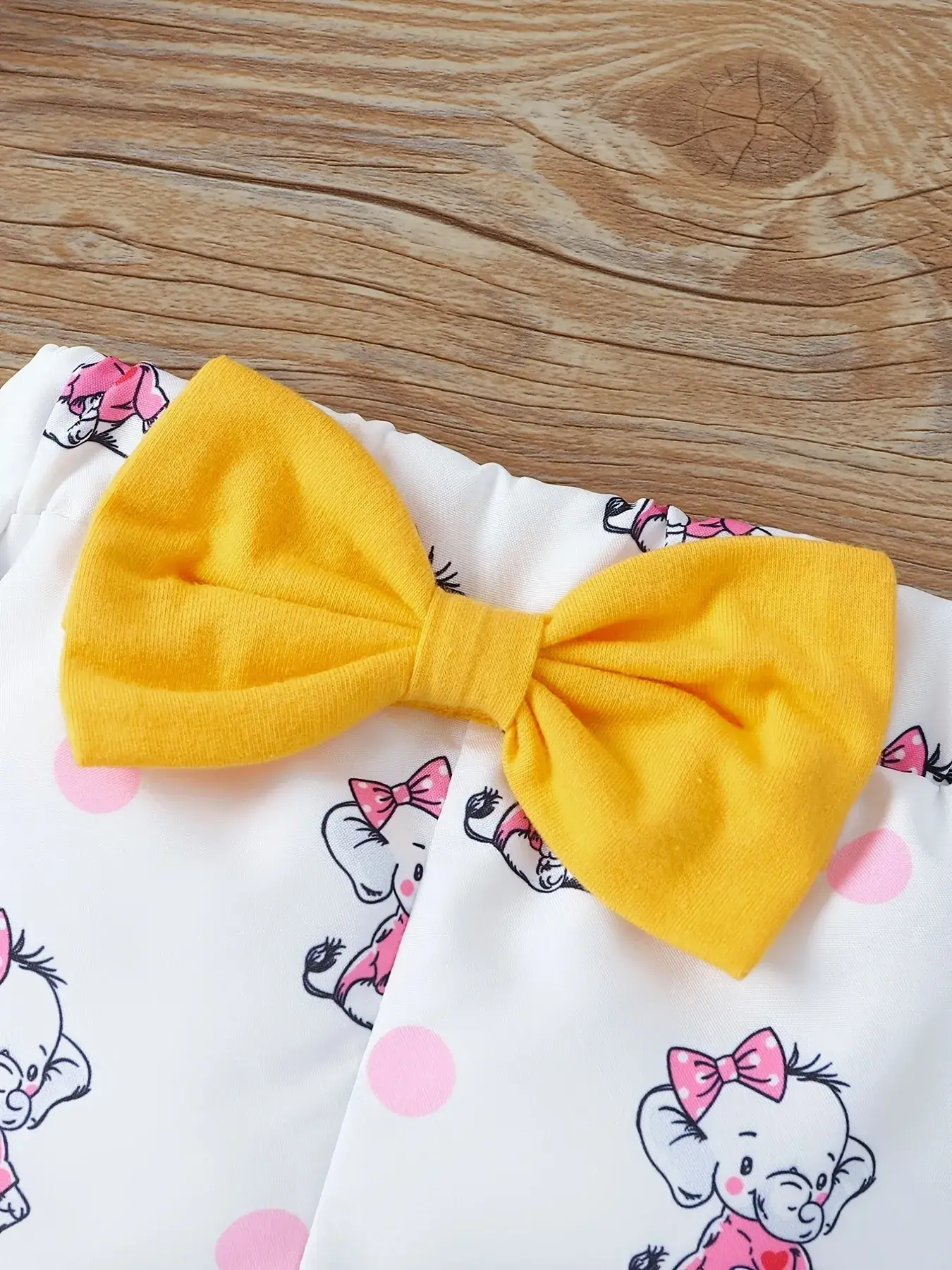 Baby Elephant Print 3-Piece Suit Yellow White — feature 9