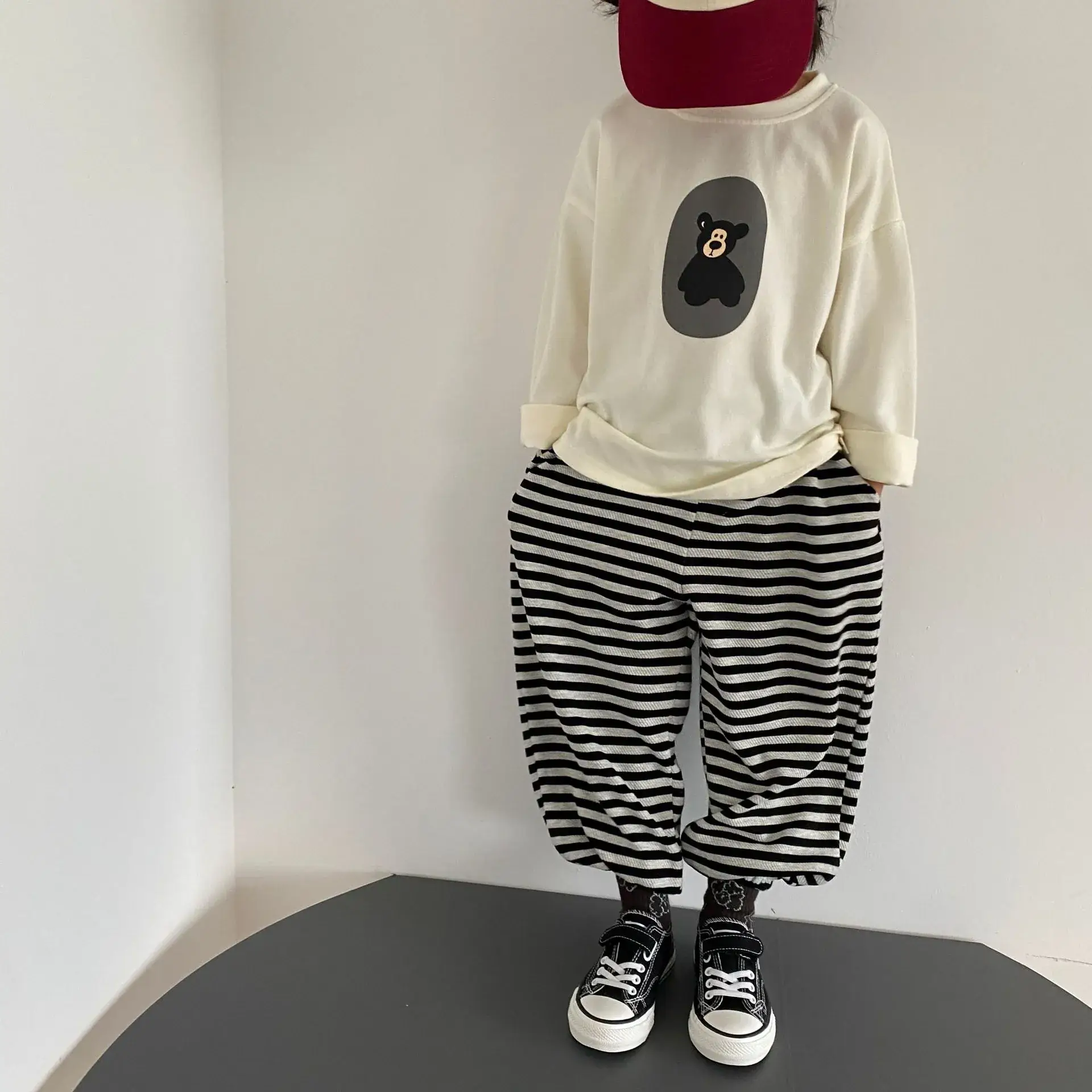 Gl-Kids Striped Cuffed Sweatpants for Men Women