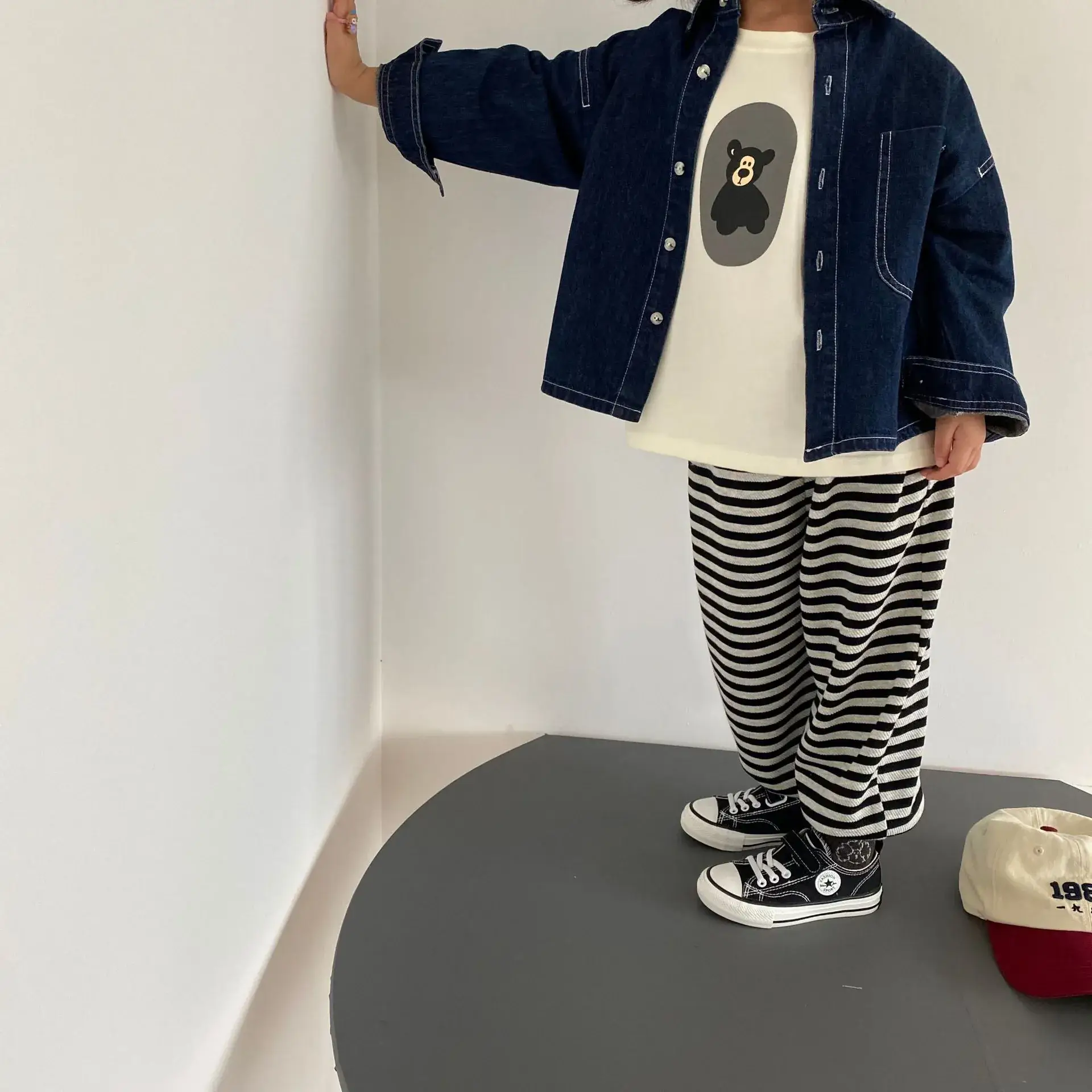 Gl-Kids Striped Cuffed Sweatpants for Men Women