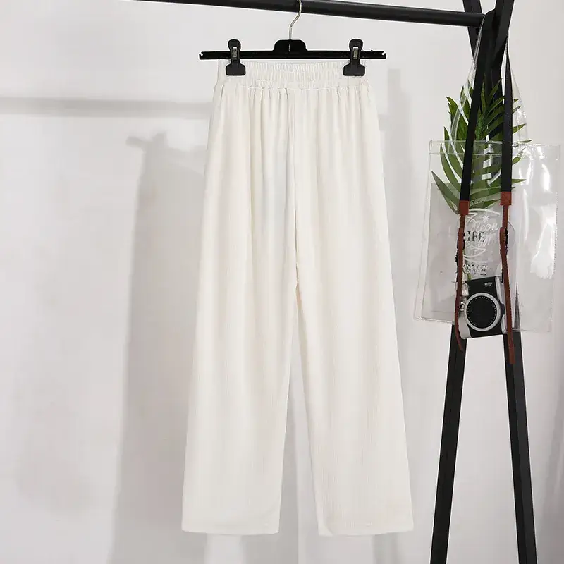 Women's Black Wide Leg Pants 150kg Summer Loose Fit - Image 6