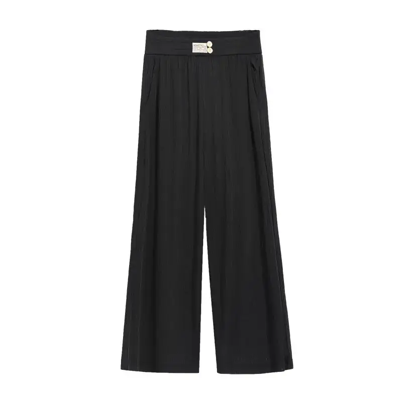 Women's Black Wide Leg Pants 150kg Summer Loose Fit - Image 7
