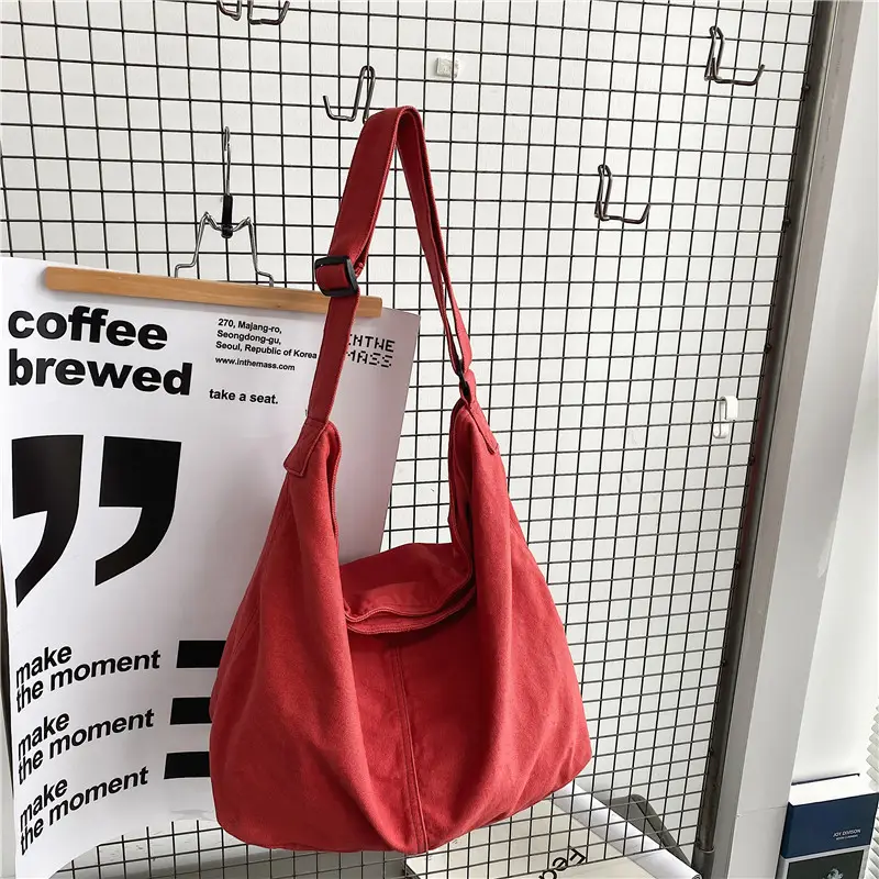 White Crossbody Canvas Shoulder Bag for Women - Image 2