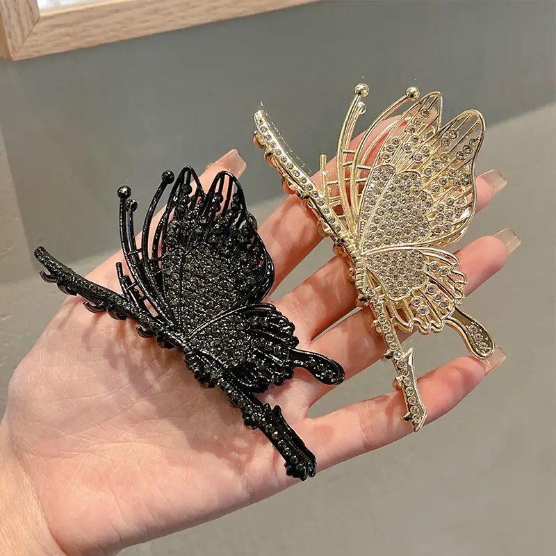 Japanese Korean Butterfly Hairpin Clip Black Gold Large Non-Slip - Image 6