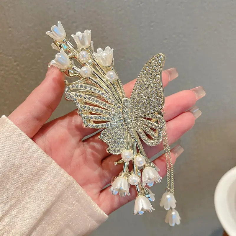 Japanese Korean Butterfly Hairpin Clip Black Gold Large Non-Slip - Image 5
