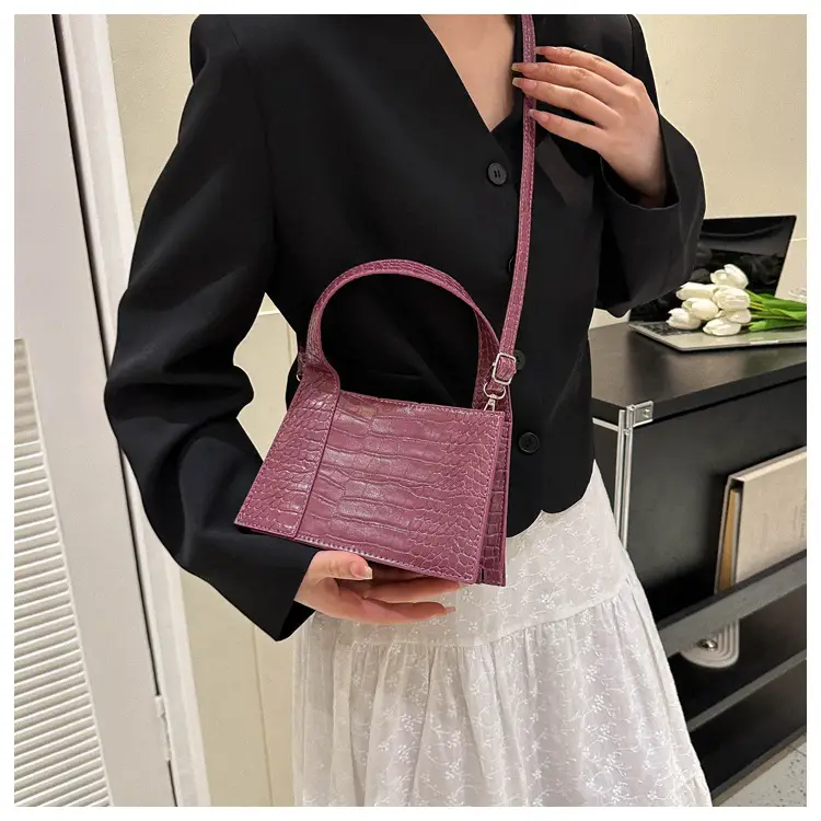 Red Croc Embroidered Shoulder Bag for Women — feature 13