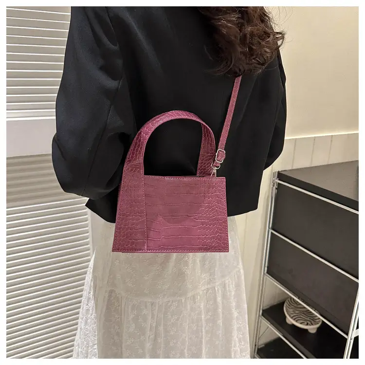 Red Croc Embroidered Shoulder Bag for Women — feature 14