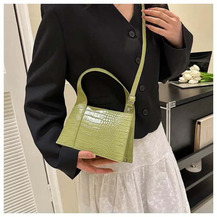 Red Croc Embroidered Shoulder Bag for Women — feature 16