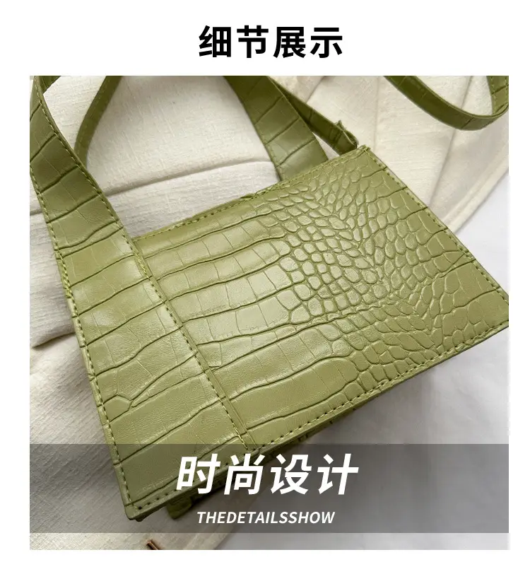 Red Croc Embroidered Shoulder Bag for Women — feature 2