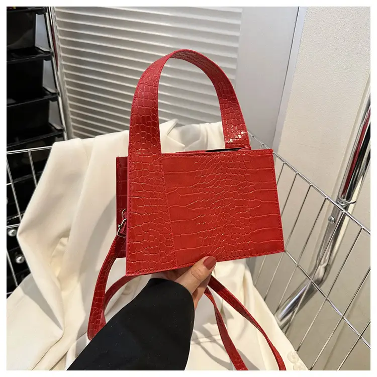 Red Croc Embroidered Shoulder Bag for Women — feature 28