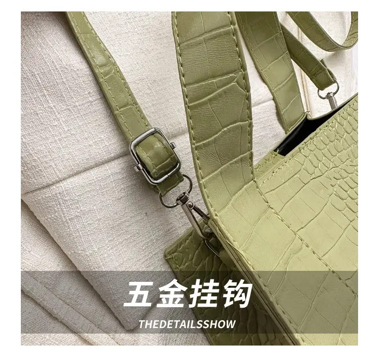 Red Croc Embroidered Shoulder Bag for Women — feature 3