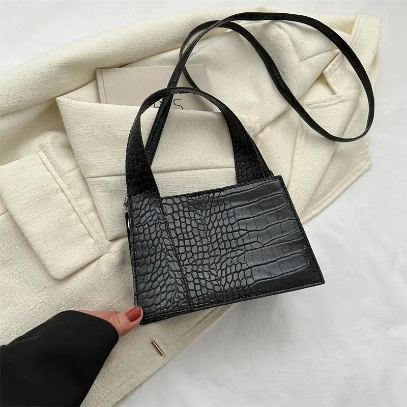 Red Croc Embroidered Shoulder Bag for Women - Image 4