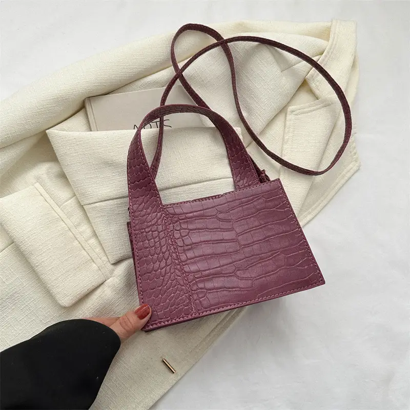 Red Croc Embroidered Shoulder Bag for Women - Image 5