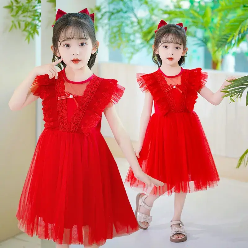 White Lace Princess Dress for Girls Summer - Image 5