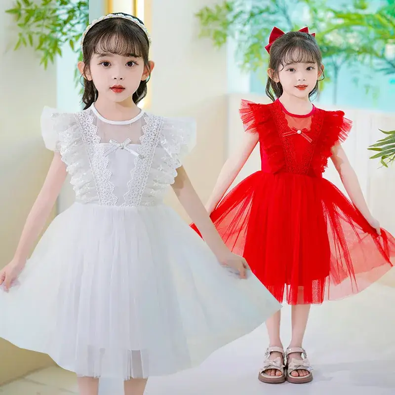 White Lace Princess Dress for Girls Summer - Image 6